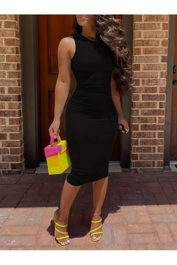 Bidebuvar Kadın Bodycon Midi Boy Dalgıç Elbise