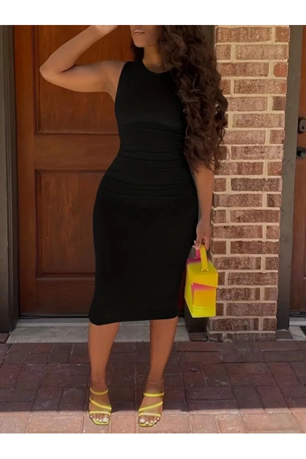 Bidebuvar Kadın Bodycon Midi Boy Dalgıç Elbise