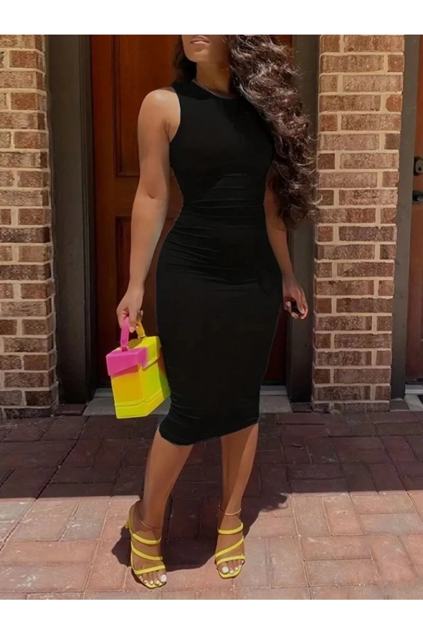 Bidebuvar Kadın Bodycon Midi Boy Dalgıç Elbise