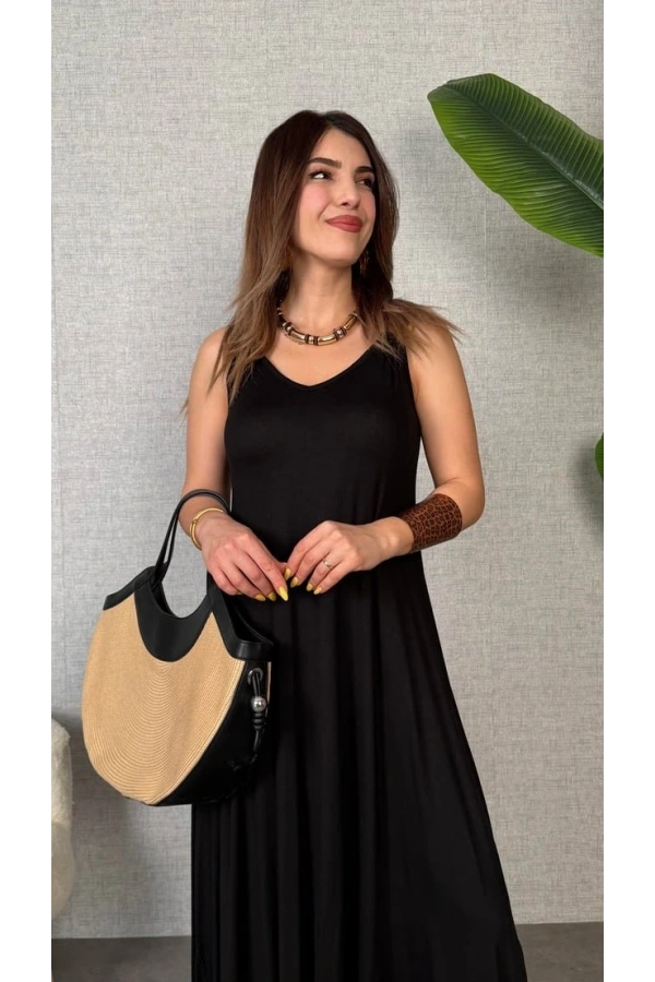 Bidebuvar Kadın çan Dokuma Kumaş V Yaka Asimetrik Kesim Elbise