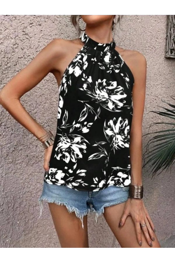 Bidebuvar Kadın çiçek Desenli Mikro Kumaş Bluz