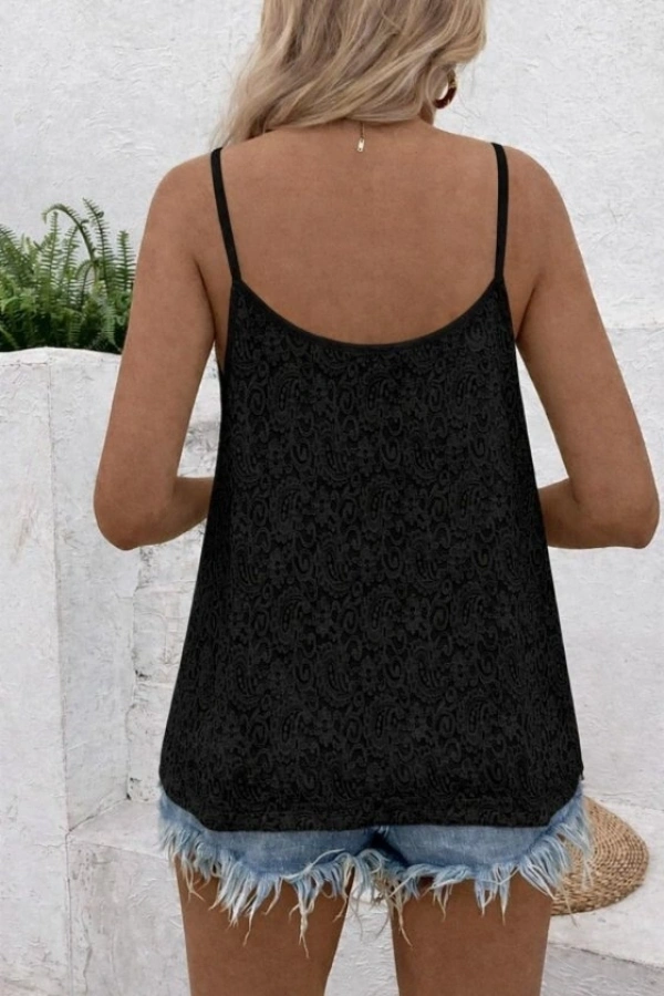 Bidebuvar Kadın Ip Askılı V Dantel Yakalı Dantel Bluz