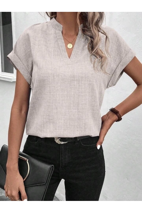 Bidebuvar Kadın Kısa Kollu Hakim Yaka Sofya Bluz