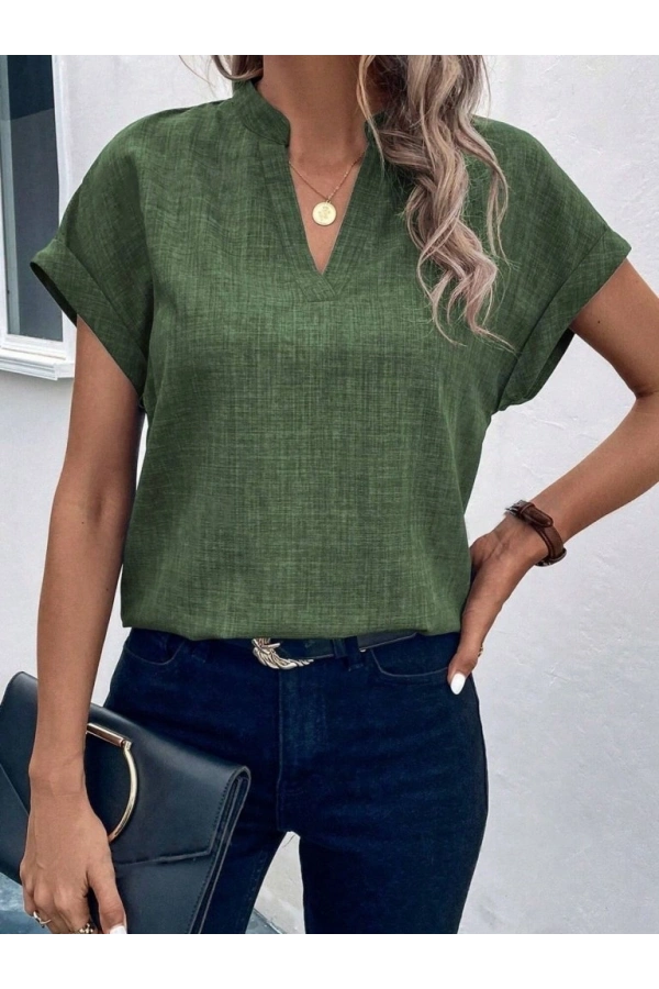 Bidebuvar Kadın Kısa Kollu Hakim Yaka Sofya Bluz