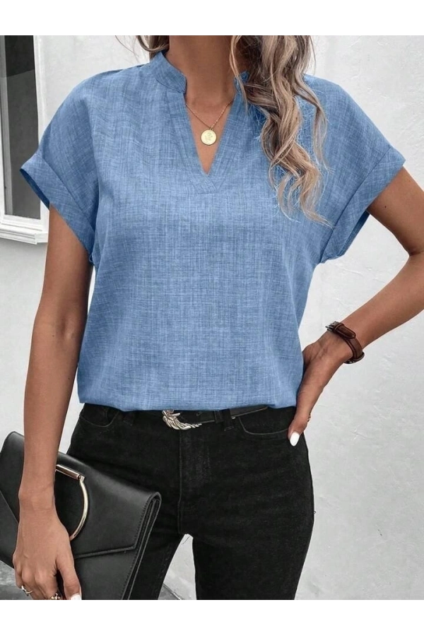 Bidebuvar Kadın Kısa Kollu Hakim Yaka Sofya Bluz