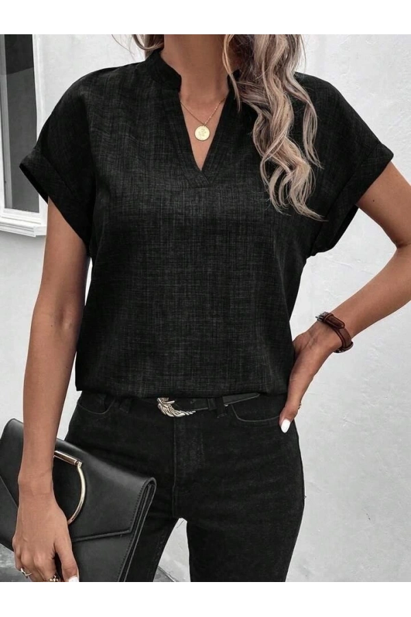 Bidebuvar Kadın Kısa Kollu Hakim Yaka Sofya Bluz