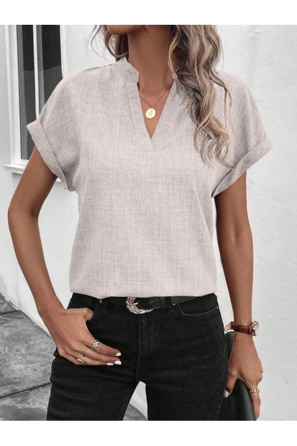 Bidebuvar Kadın Kısa Kollu Hakim Yaka Sofya Bluz