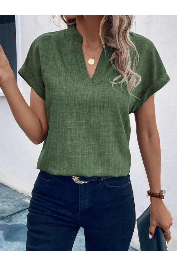 Bidebuvar Kadın Kısa Kollu Hakim Yaka Sofya Bluz