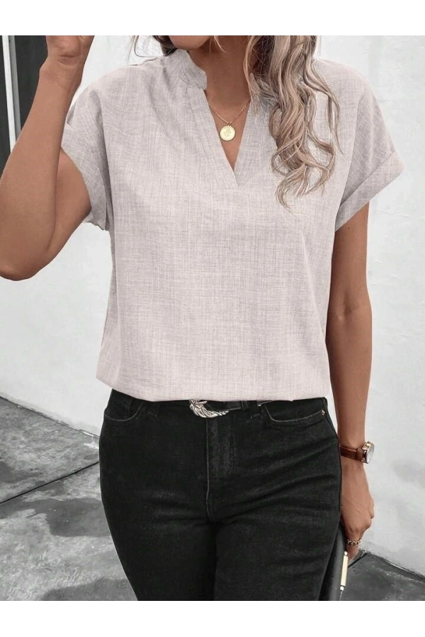 Bidebuvar Kadın Kısa Kollu Hakim Yaka Sofya Bluz