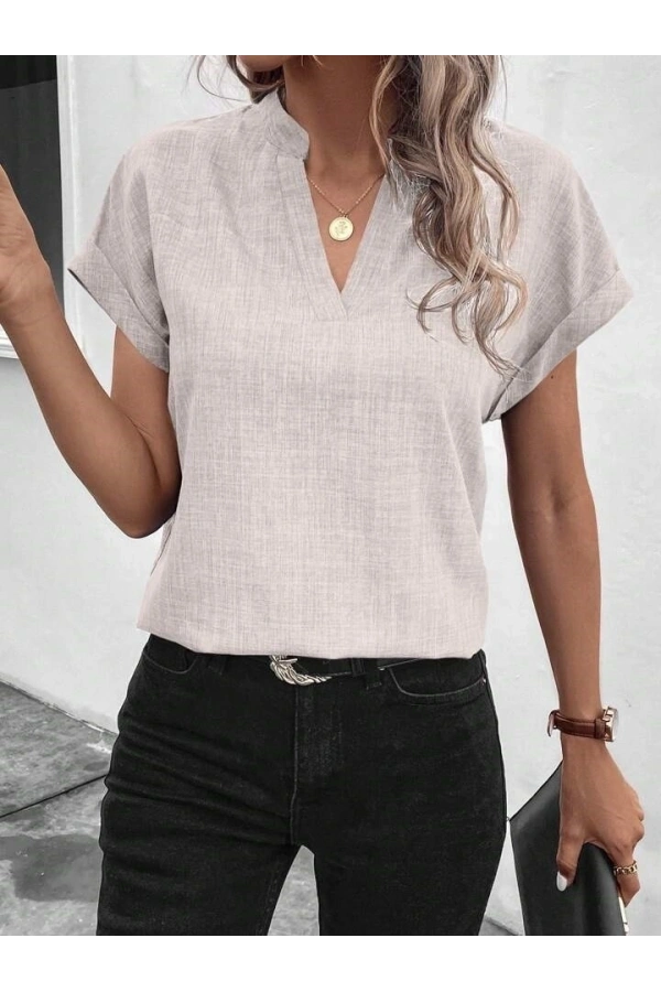 Bidebuvar Kadın Kısa Kollu Hakim Yaka Sofya Bluz