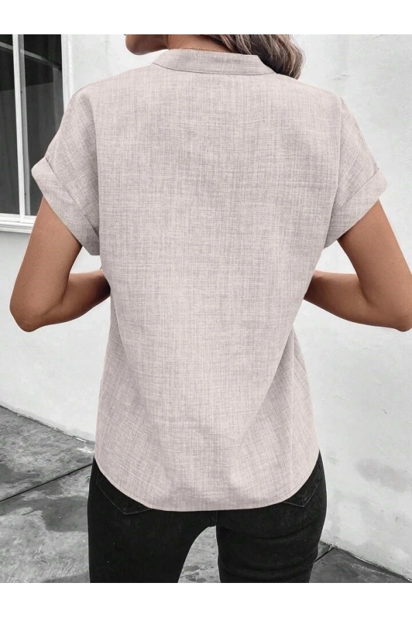 Bidebuvar Kadın Kısa Kollu Hakim Yaka Sofya Bluz