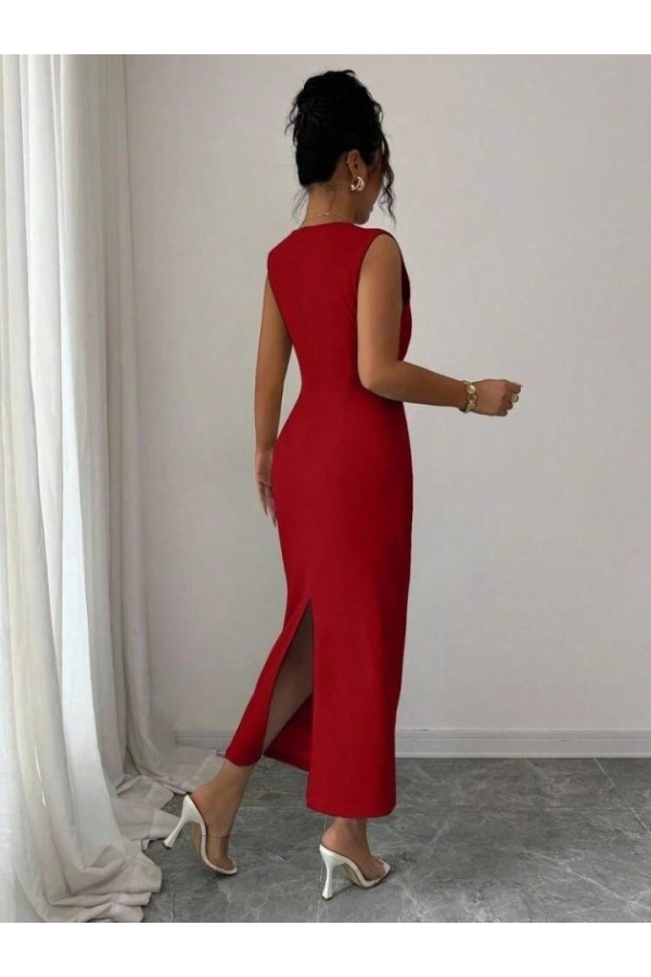 Bidebuvar Kadın Kısa Kollu Hakim Yakalı çiçek Aksesuar Detaylı Kısa Ithal Krep Elbise