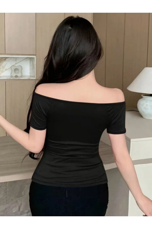 Bidebuvar Kadın Kısa Kollu Kruvaze Yakalı Sandy Bluz
