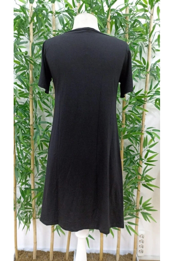 Bidebuvar Kadın Kısa Kollu V Yaka önü Düğmeli Viskon Elbise