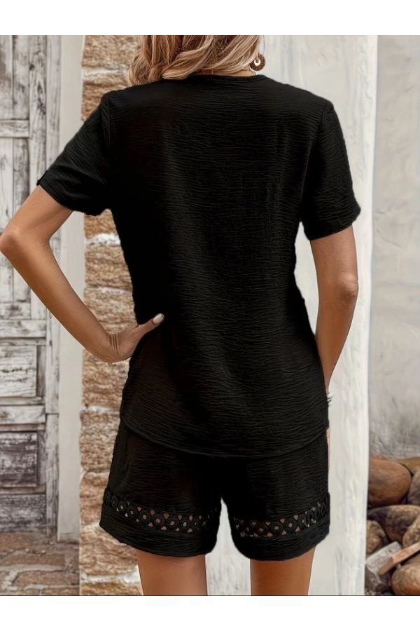 Bidebuvar Kadın Kısa Kollu V Yakalı Bluz Ve Short Ikili Takım