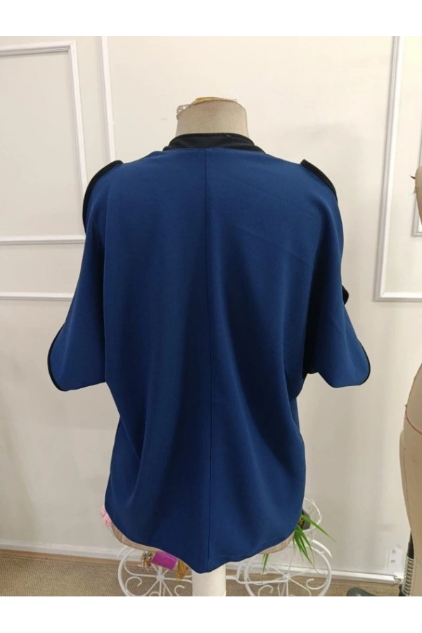 Bidebuvar Kadın Kısa Kollu V Yakalı Ithal Krep Bluz