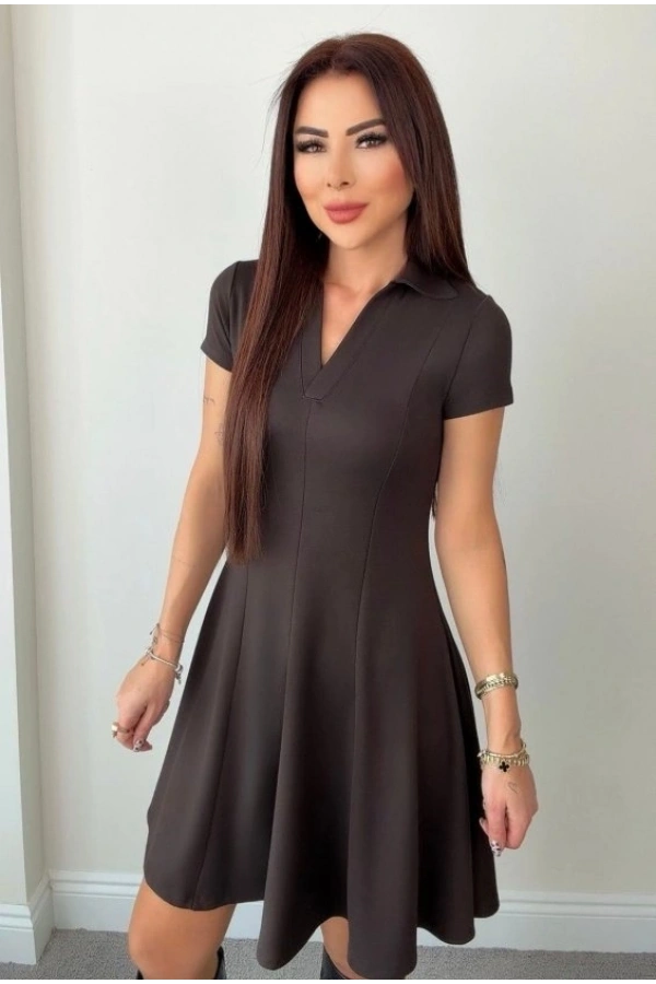 Bidebuvar Kadın Kısa Kollu V Yakalı Kısa Modal Elbise