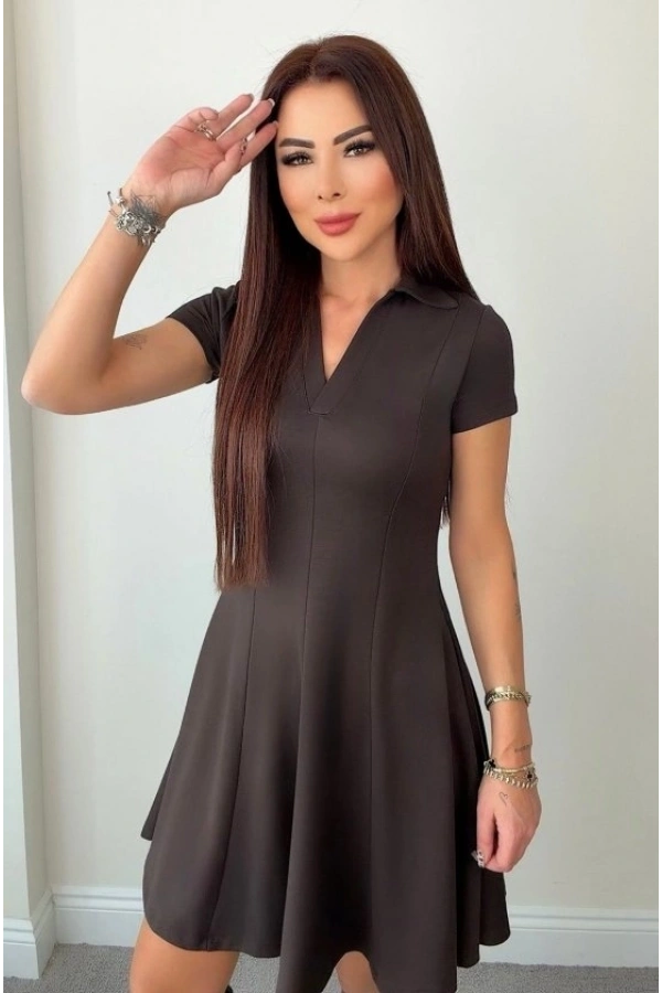 Bidebuvar Kadın Kısa Kollu V Yakalı Kısa Modal Elbise
