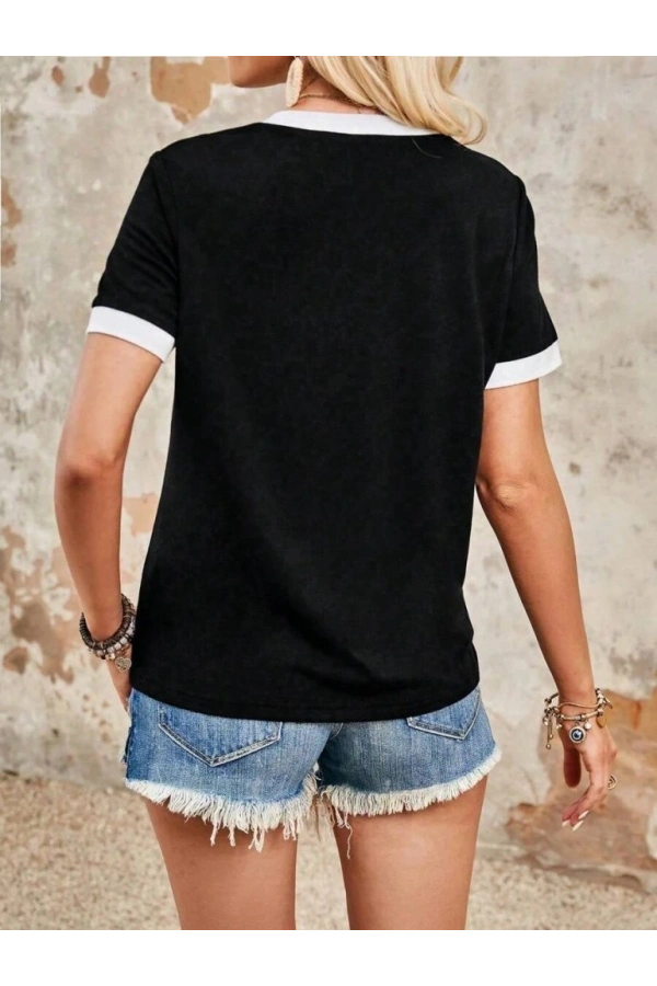 Bidebuvar Kadın Kısa Kollu V Yakalı Viskon Bluz