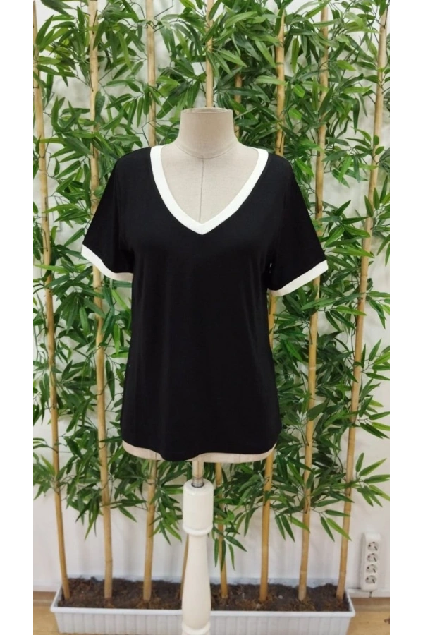 Bidebuvar Kadın Kısa Kollu V Yakalı Viskon Bluz