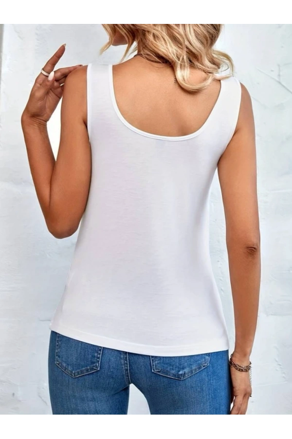 Bidebuvar Kadın Kolsuz Degaje Leopar Detay Bluz