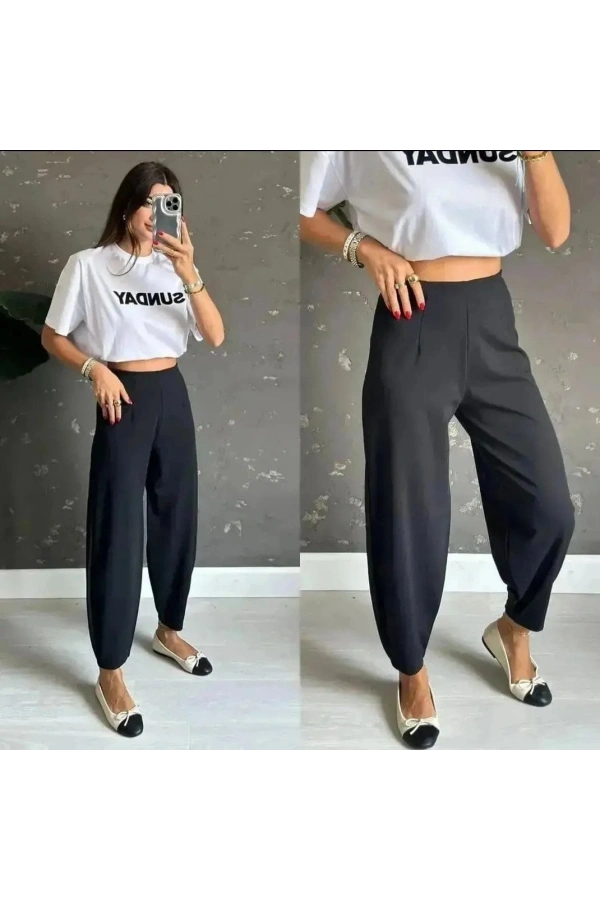 Bidebuvar Kadın Krep Kumaş Balon Pantolon