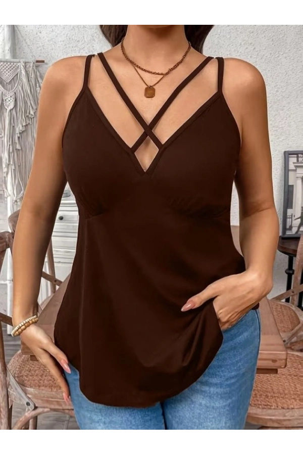 Bidebuvar Kadın önden çapraz Askılı Uzun Vıskon Bluz