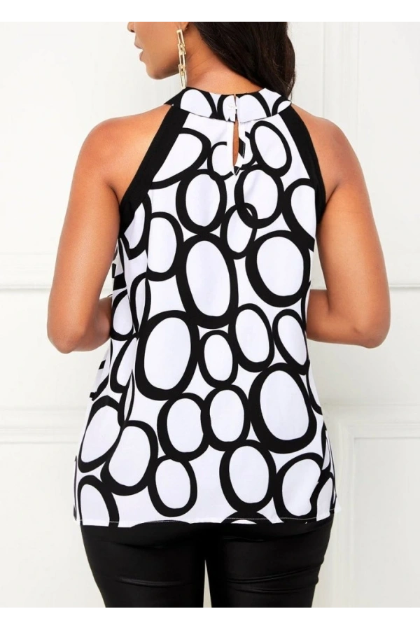 Bidebuvar Kadın Reglan Kol Daire Yaka Desenli Asimetrik Süprem Bluz