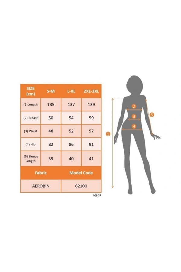 Bidebuvar Kadın Truvakar Kollu V Yakalı Yırtmaçlı Uzun Aerobin Elbise