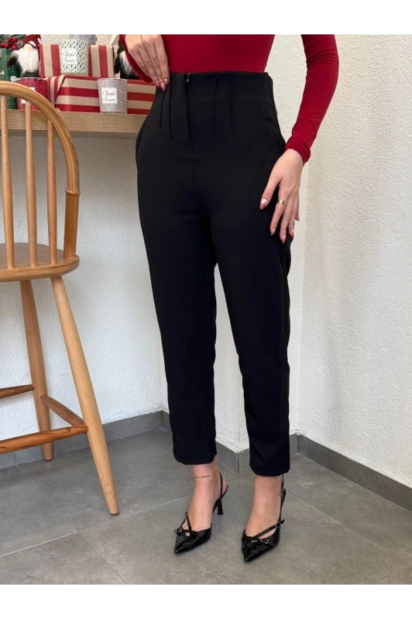 Bidebuvar Kadın üste Oturan Paçası Bilek üzerinde Biten Atlas Kumaş Pantolon 36 (S) - 48 (4XL)