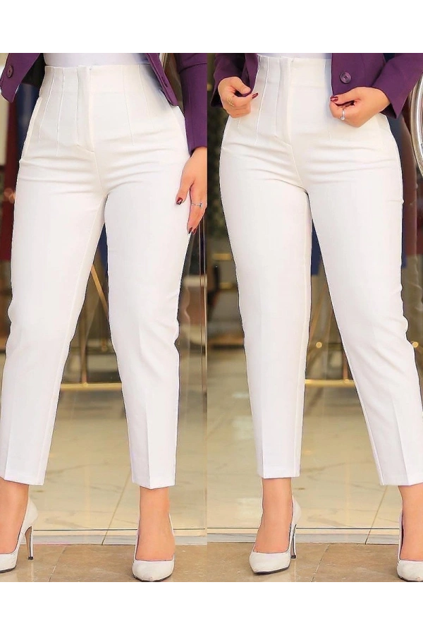 Bidebuvar Kadın üste Oturan Paçası Bilek üzerinde Biten Atlas Kumaş Pantolon 36 (S) - 50 (5XL)