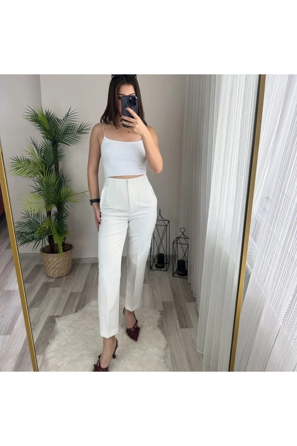 Bidebuvar Kadın üste Oturan Paçası Bilek üzerinde Biten Atlas Kumaş Pantolon 36 (S) - 50 (5XL)