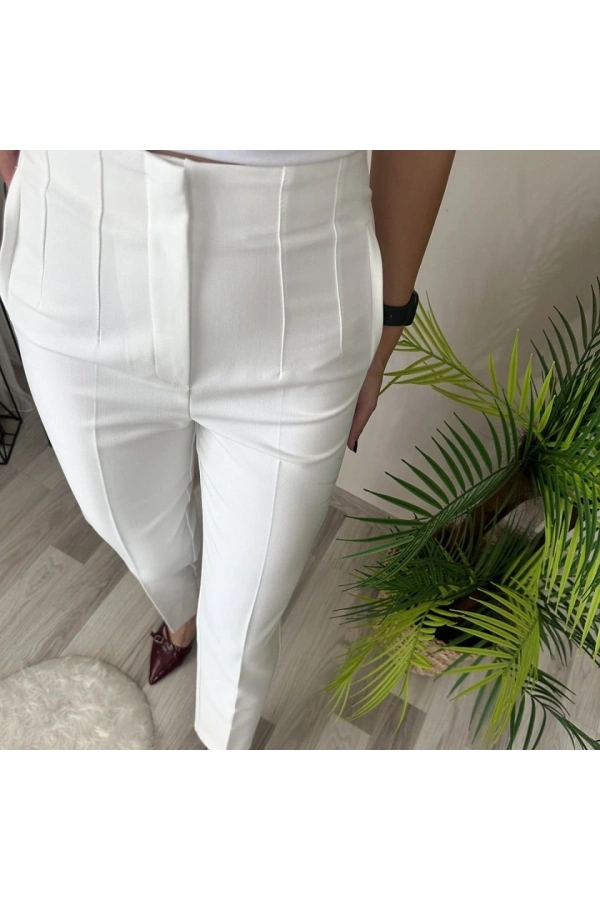 Bidebuvar Kadın üste Oturan Paçası Bilek üzerinde Biten Atlas Kumaş Pantolon 36 (S) - 50 (5XL)