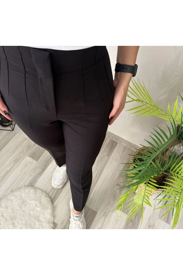 Bidebuvar Kadın üste Oturan Paçası Bilek üzerinde Biten Krep Kumaş Kumaş Pantolon 36 (S) - 50 (5XL)
