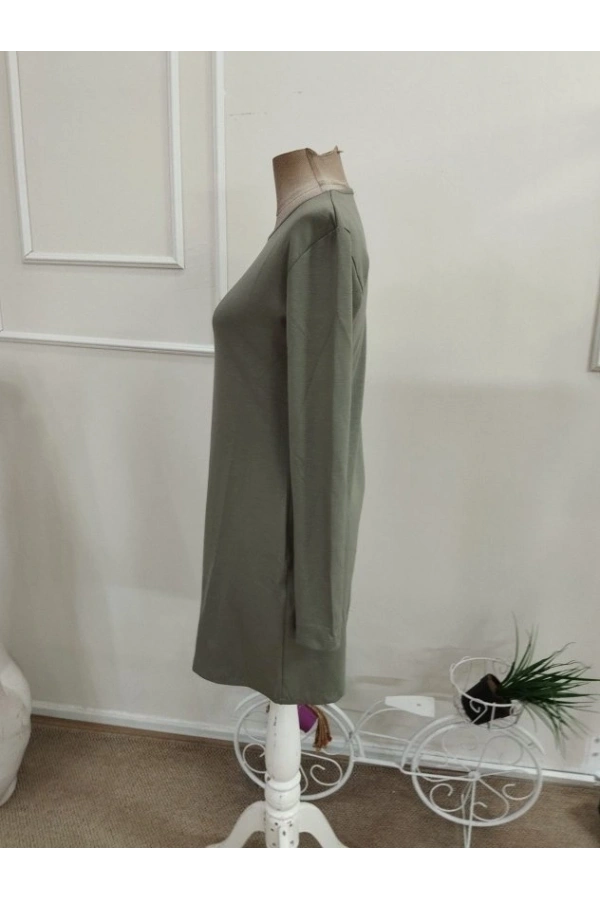 Bidebuvar Kadın Uzun Kollu Bisiklet Yakalı Kısa Modal Elbise