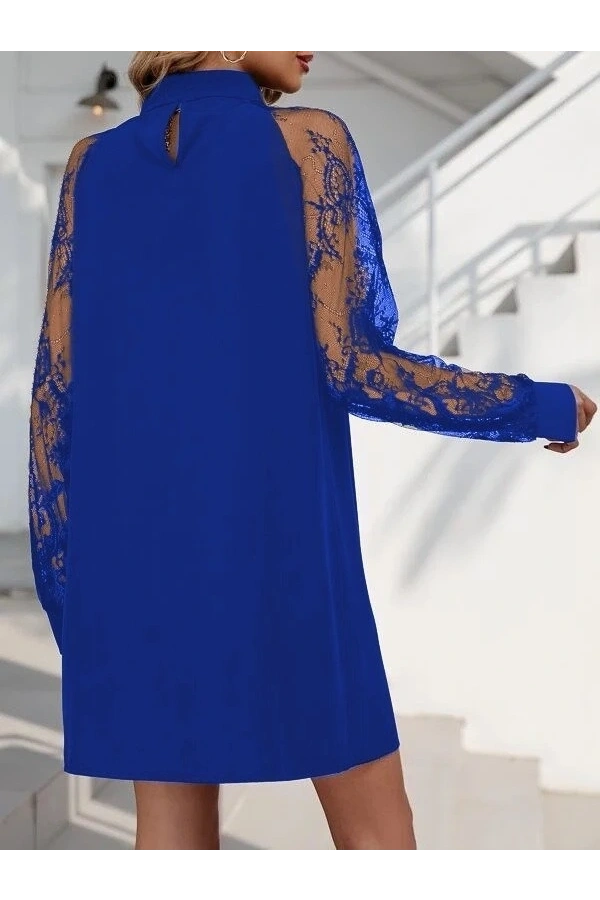 Bidebuvar Kadın Uzun Kollu Damla Detaylı Sandy Mini Elbise