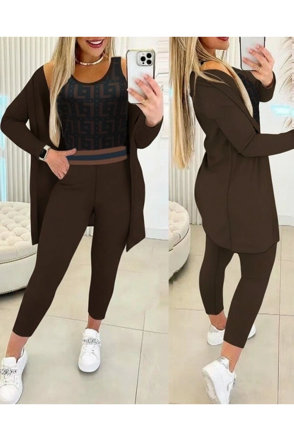 Bidebuvar Kadın Uzun Kollu Krep üçlü Takım