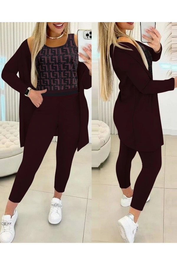 Bidebuvar Kadın Uzun Kollu Krep üçlü Takım