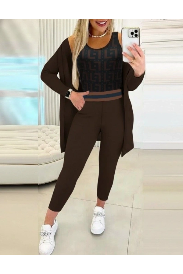 Bidebuvar Kadın Uzun Kollu Krep üçlü Takım