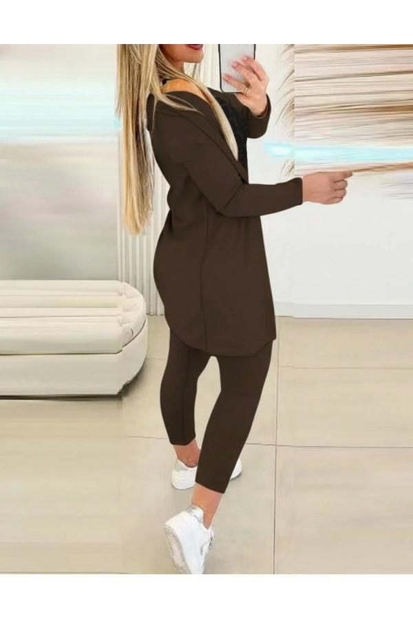 Bidebuvar Kadın Uzun Kollu Krep üçlü Takım