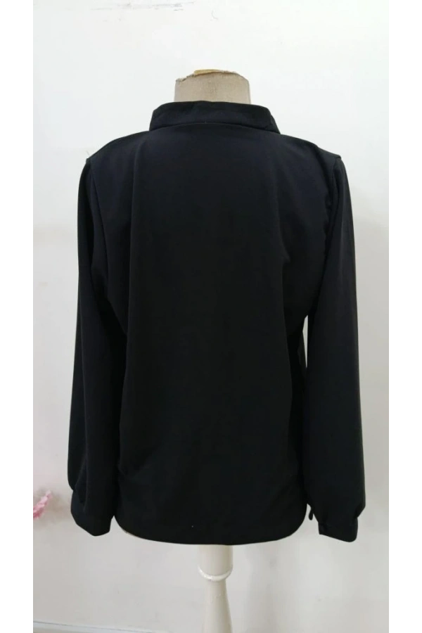 Bidebuvar Kadın Uzun Kollu önden Düğmeli Hakim Yaka Ithal Krep Bluz