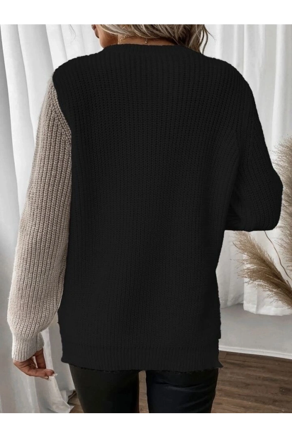 Bidebuvar Kadın Uzun Kollu üç Renk Triko Bluz