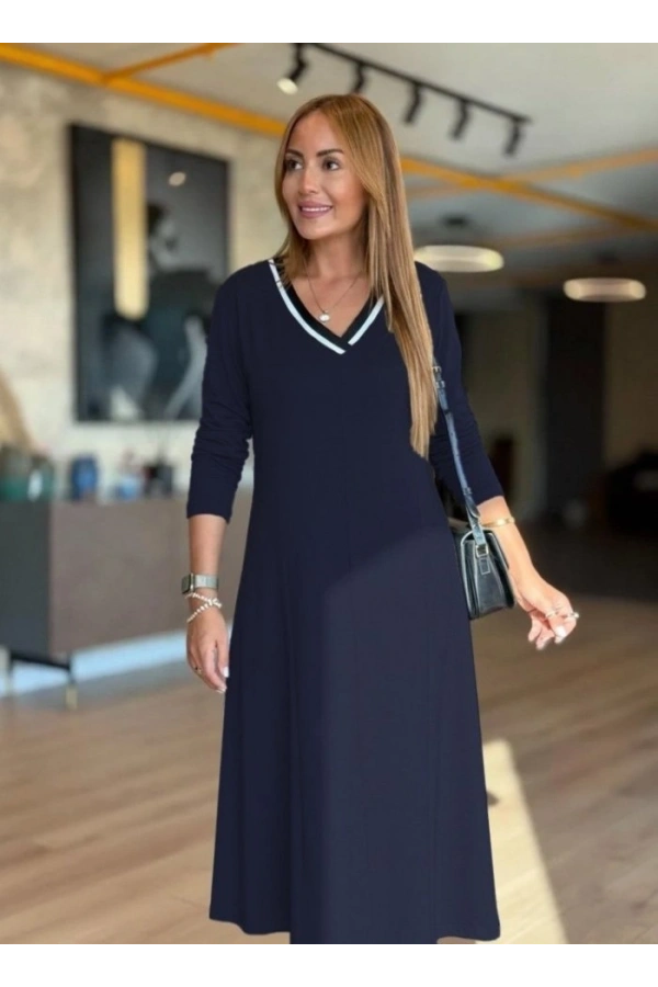 Bidebuvar Kadın Uzun Kollu V Yakalı Midi çağla Yeşili Modal Elbise