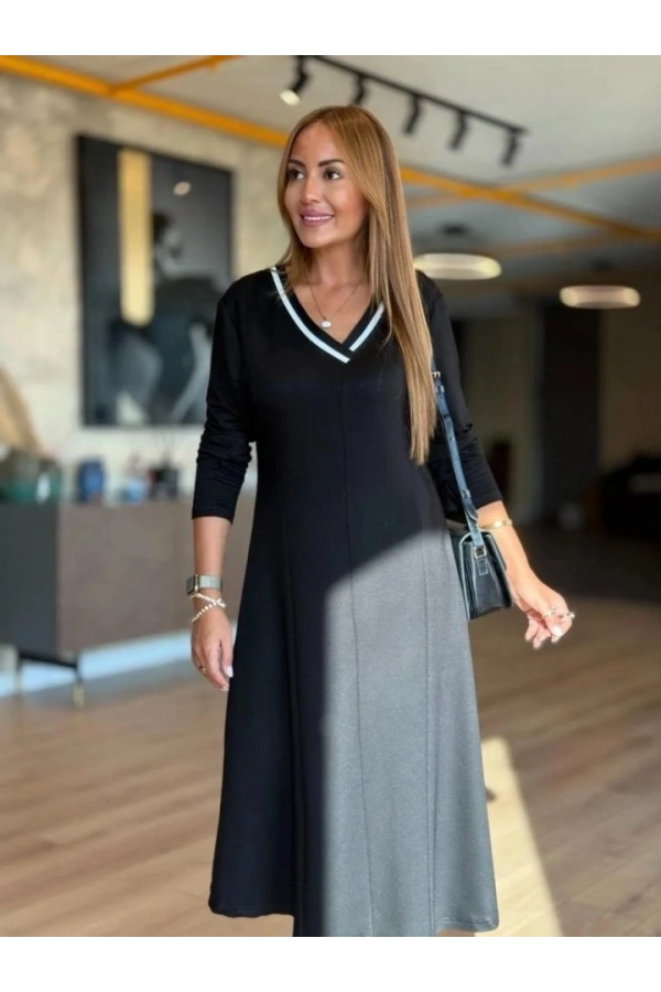 Bidebuvar Kadın Uzun Kollu V Yakalı Midi çağla Yeşili Modal Elbise