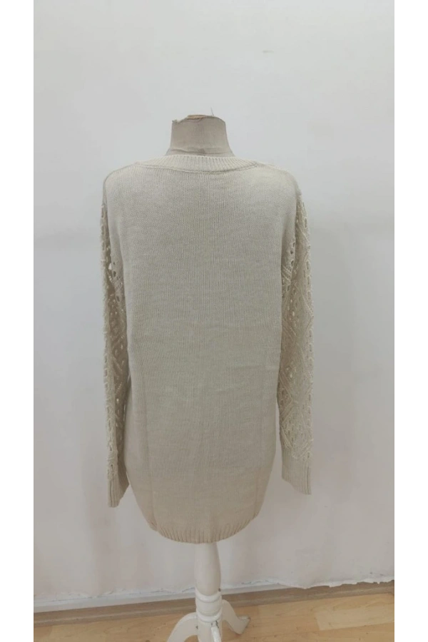 Bidebuvar Kadın Uzun Kollu V Yakalı Mini Triko Elbise