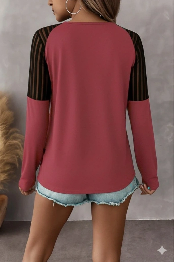 Bidebuvar Kadın Uzun Kollu Yakadan Fermuarlı Viskon Bluz