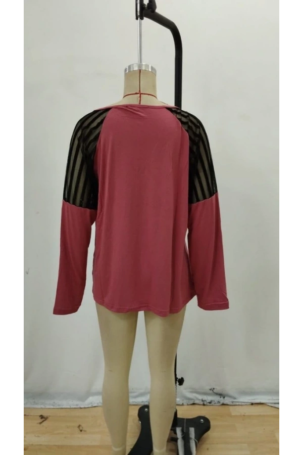 Bidebuvar Kadın Uzun Kollu Yakadan Fermuarlı Viskon Bluz