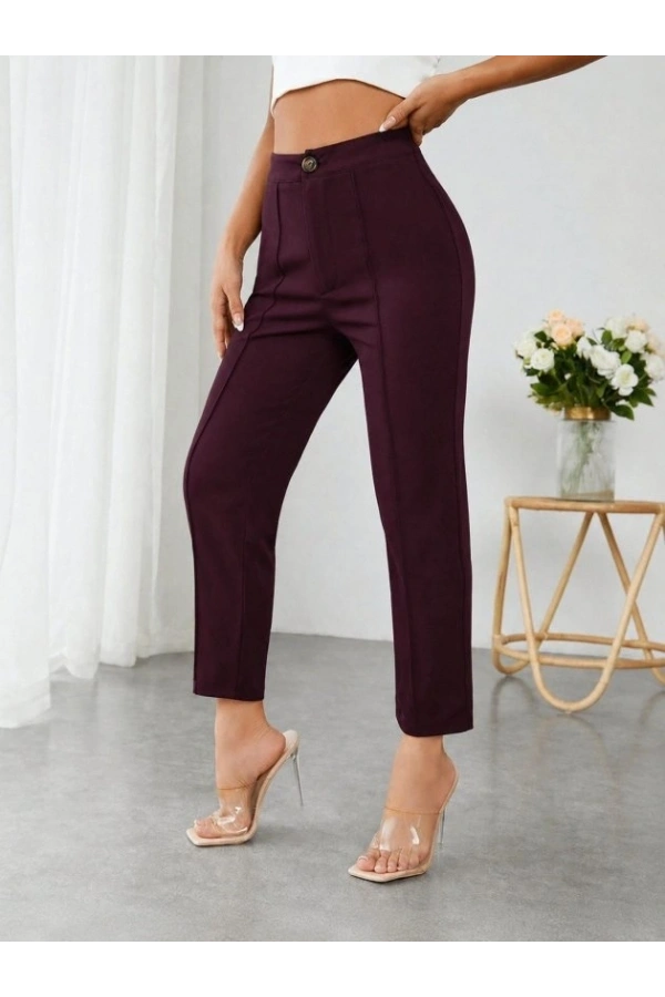 Bidebuvar Kadın Yüksek Bel Cep Detaylı Scuba Dalgıç Pantolon