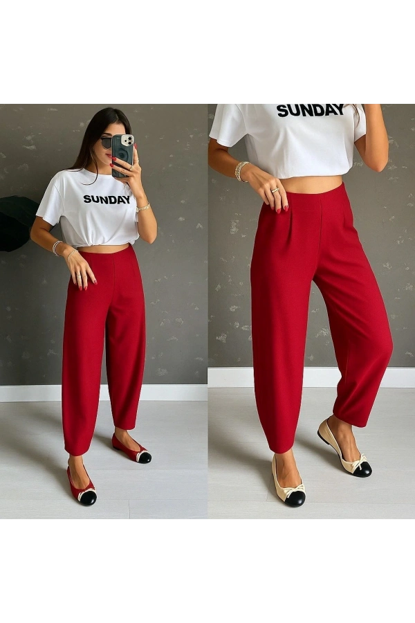 Bidebuvar Kadın Yüksek Bel Krep Pantolon