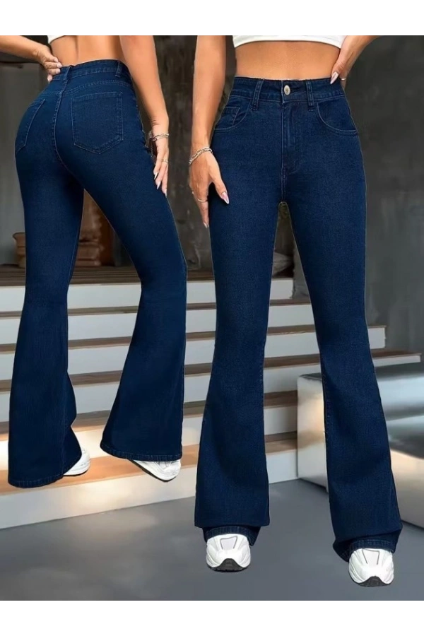 Bidebuvar Kadın Yüksek Bel Paçaya Doğru Geniş Kot Pantolon